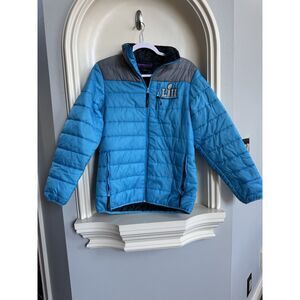 MINNESOTA SUPER BOWL LII Bright Blue Hooded Puffer Jacket Women’s Size Medium